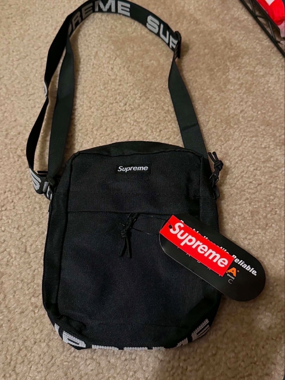 Supreme Black Crossbody Bag SS18 with Logo Strap